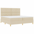 Box spring seng med hovedgærde Creme 200 x 200 cm Stof