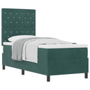 Box spring seng med madras Mørkegrøn 80 x 200 cm Fløjl