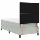 Box spring seng med madras Lysegrå 90 x 200 cm Fløjl