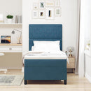 Box spring seng med madras Mørk blå 90 x 200 cm Fløjl