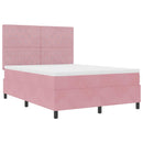 Box spring seng med madras Lyserød 160 x 200 cm Fløjl