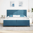 Box spring seng med madras Mørk blå 200 x 200 cm Fløjl
