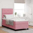 Box spring seng med hovedgærde Lyserød 90 x 190 cm Fløjl
