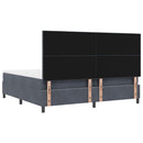 Box spring seng med hovedgærde Mørkegrå 200 x 200 cm Fløjl
