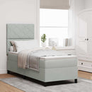 Box spring seng med hovedgærde Lysegrå 80 x 200 cm Fløjl
