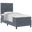 Box spring seng med hovedgærde Mørkegrå 90 x 190 cm Fløjl