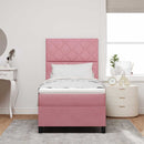 Box spring seng med hovedgærde Lyserød 90 x 190 cm Fløjl