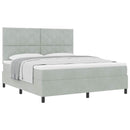 Box spring seng med hovedgærde Lysegrå 180 x 200 cm Fløjl