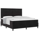Box spring seng med hovedgærde Sort 180 x 200 cm Fløjl