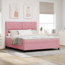 Box spring seng med hovedgærde Lyserød 180 x 200 cm Fløjl