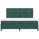 Box spring seng med hovedgærde Mørkegrøn 200 x 200 cm Fløjl