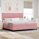 Box spring seng med hovedgærde Lyserød 200 x 200 cm Fløjl