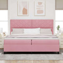 Box spring seng med hovedgærde Lyserød 200 x 200 cm Fløjl