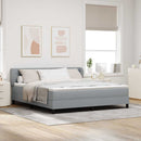 Box spring seng med hovedgærde Lysegrå 180 x 200 cm Stof