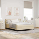Box spring seng med hovedgærde Creme 140 x 200 cm Stof
