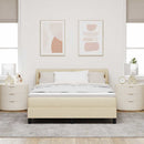 Box spring seng med hovedgærde Creme 160 x 200 cm Stof