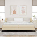 Box spring seng med hovedgærde Creme 200 x 200 cm Stof
