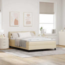 Box spring seng med hovedgærde Creme 140 x 190 cm Stof