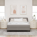 Box spring seng med hovedgærde Gråbrun 140 x 200 cm Stof