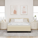 Box spring seng med hovedgærde Creme 160 x 200 cm Stof