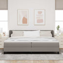 Box spring seng med hovedgærde Gråbrun 200 x 200 cm Stof