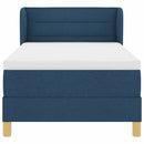 Box spring seng med madras med hovedgærde Blå 90 x 190 cm Stof