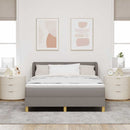 Box spring seng med hovedgærde Gråbrun 160 x 200 cm Stof