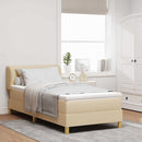 Box spring seng med hovedgærde Creme 90 x 190 cm Stof