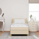 Box spring seng med hovedgærde Creme 90 x 190 cm Stof