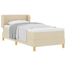 Box spring seng med hovedgærde Creme 90 x 190 cm Stof