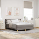 Box spring seng med hovedgærde Gråbrun 140 x 190 cm Stof
