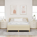 Box spring seng med hovedgærde Creme 140 x 200 cm Stof