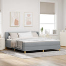 Box spring seng med hovedgærde Lysegrå 180 x 200 cm Stof