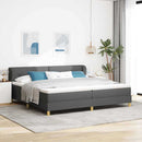 Box spring seng med hovedgærde Mørkegrå 200 x 200 cm Stof