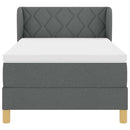 Box spring seng med hovedgærde Mørkegrå 90 x 190 cm Stof