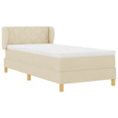 Box spring seng med hovedgærde Creme 90 x 190 cm Stof