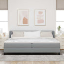 Box spring seng med hovedgærde Lysegrå 200 x 200 cm Stof