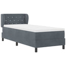 Box spring seng med hovedgærde Mørkegrå 80 x 200 cm Fløjl