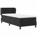 Box spring seng med hovedgærde Sort 80 x 200 cm Fløjl
