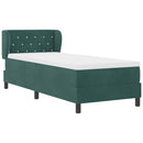 Box spring seng med hovedgærde Mørkegrøn 80 x 200 cm Fløjl