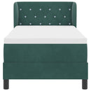 Box spring seng med hovedgærde Mørkegrøn 80 x 200 cm Fløjl
