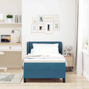 Box spring seng med hovedgærde Mørkeblå 90 x 200 cm Fløjl