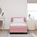 Box spring seng med hovedgærde Lyserød 100 x 200 cm Fløjl
