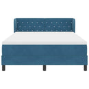 Box spring seng med hovedgærde Mørkeblå 160 x 200 cm Fløjl