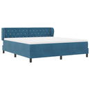 Box spring seng med hovedgærde Mørkeblå 180 x 200 cm Fløjl