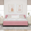 Box spring seng med hovedgærde Lyserød 180 x 200 cm Fløjl