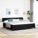 Box spring seng med madras Sort 200 x 200 cm Fløjl