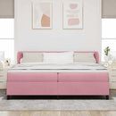 Box spring seng med hovedgærde Lyserød 200 x 200 cm Fløjl
