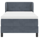 Box spring seng med hovedgærde Mørkegrå 80 x 200 cm Fløjl