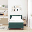 Box spring seng med hovedgærde Mørkegrøn 100 x 200 cm Fløjl